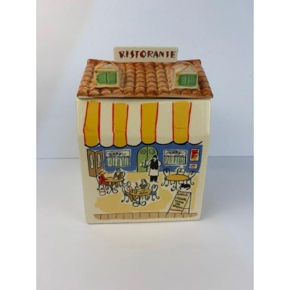 Vintage Italian Ristorante Ceramic Cookie Jar Bistro Cafe Kitchen Canister